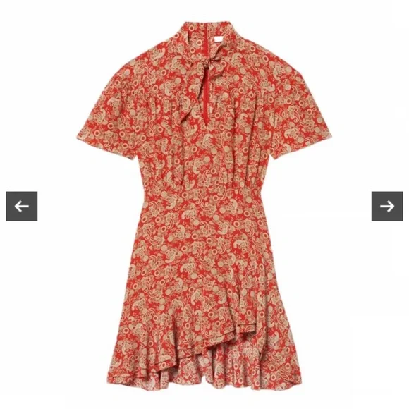 Sandro Lane Paisley Mini Dress Red - Picture 4 of 7